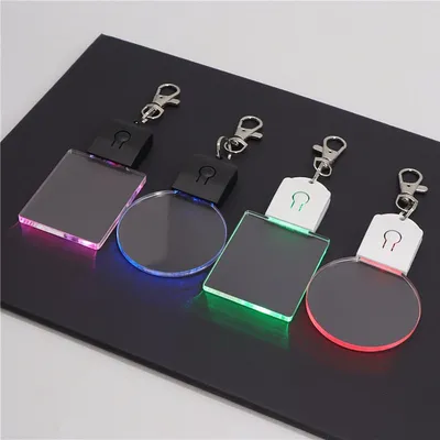 5/10/30Pcs Led 3D Blank Acrylic Keychain RGB Colorful Night Light Key Pendant Lamp Wedding Christmas