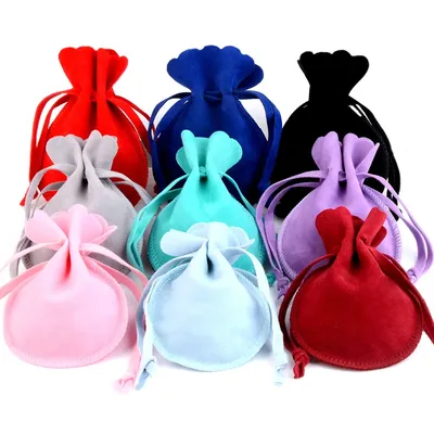 7x9cm 10pcs/lot Round Drawstring Velvet Gifts Bag Soft Jewelry Packaging Wedding/Christmas Candy