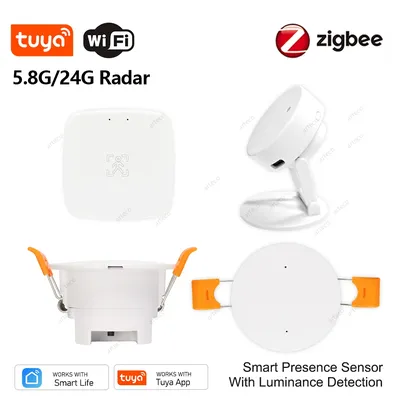 Zigbee/Wifi Human Presence Sensor Tuya mmWave Radar Detector Motion Sensor With Security