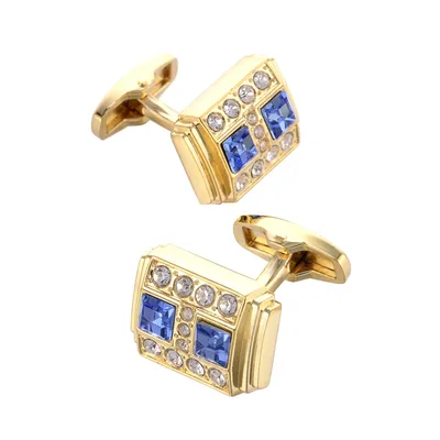 Jewelry French Style Shirt Cufflinks For Men Designer Brand Blue Crystal Cuff Button High Quality