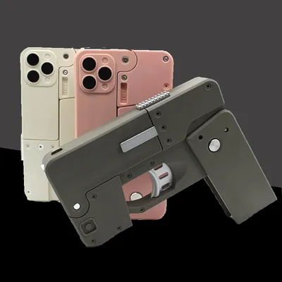 New Popular Entertainment Folding Mobile Phone Creative Deformation Folding Toy Gun Play Cool Phone 15 pro max 14 13 Gift IC380