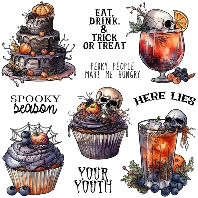 Mangocraft Happy Halloween Party Cake Wine Metal Cutting Dies Clear Stamp DIY Scrapbooking Dies