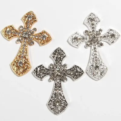 5.5*7.1CM Big Chic Metal Alloy Crystal Crosses Embellishment Excellent Quality Gorgeous Cross