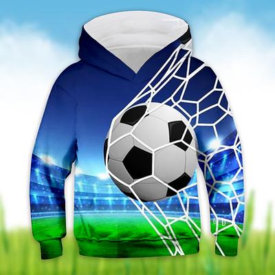 Boys 3D Football Hoodie Long Sleeve 3D Print Fall Active Kids 4-12 Years Regular Fit