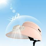 Hoarboeg Sun Hat With USB Charging Fan Sun Protection Sunshade Outdoor Travel Riding Beach Empty Sun Hat for Outdoor Hiking Camping Beach Cooling (Pink)