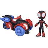 Spidey and His Amazing Friends Marvel Miles Morales: Spider-Man Action Figure and Techno-Racer Vehicle for Kids Ages 3 and Up