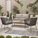 Pacific Lifestyle 4 Seater Dark Grey Rattan Lounge Set Outdoor Furniture