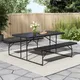 Living And Home Black Picnic Foldable Table Bench Set 6 Seater Camping Table Set Garden Picnic And Bench Set With Parasol Hole
