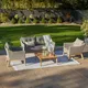 Pacific Lifestyle 4 Seater Grey Rattan And Wood Lounge Set Outdoor Furniture