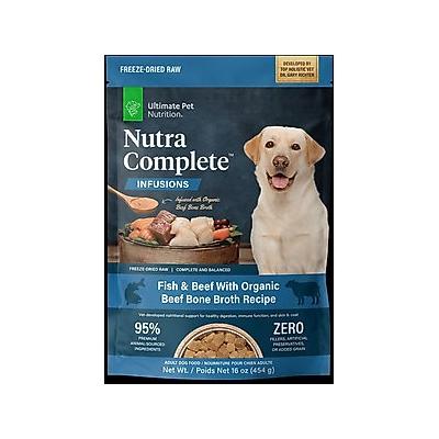 Ultimate Pet Nutrition Nutra Complete Plus Bone Broth Fish & Beef Grain-Free Freeze-Dried Raw Dog Food, 16-oz bag