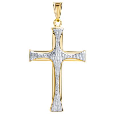 Kreuz-Anhänger FIRETTI "Schmuck Geschenk Gold 375 Halsschmuck Anhänger Halskette Kreuz", gold (gelbgoldfarben, weißgoldf