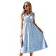 JPXWD Dress Ladies Summer Dress Women Sleeveless Casual Holiday Shirt Dress Women Sundress-Blue-L