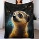 Meerkat Super Soft Plush Throw Blanket Decorative Fuzzy Warm Cozy Fur Throws for Sofa, Couch, Chair, Anti-pilling Quality Washable Bed Blanket, （140×180cm）