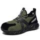 ottspu Steel Toe Shoes for Women Men Work Safety Shoe Lightweight Slip Resistant Comfortable Composite Indestructible Sneakers,Green,6.5 UK