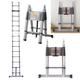 2.5M A Frame Telescopic Ladder Stainless Steel Loft Ladder, EN131 Safety Multi-Purpose Ladders Extendable Roof Ladder with Height Adjustable, Anti-Slip Rubber Feet, Portable Folding Ladder