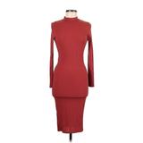 Boohoo Casual Dress - Sweater Dress Turtleneck Long Sleeve: Burgundy Dresses - Women's Size 8