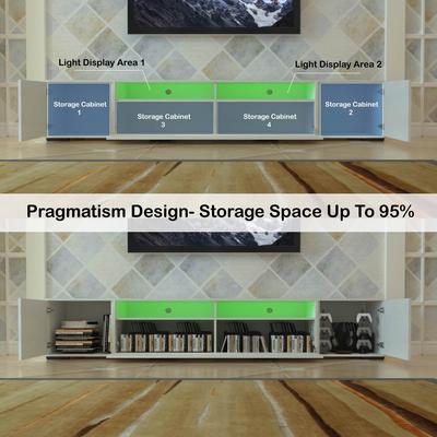 Modern Entertainment Center,TV Console with Storage Cabinets, Remote, APP Control Long LED