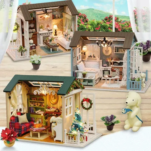 Puppenhaus DIY Miniatur Puppenhaus Spielzeug Möbel Casadolls Häuser Spielzeug für Kinder Geburtstag