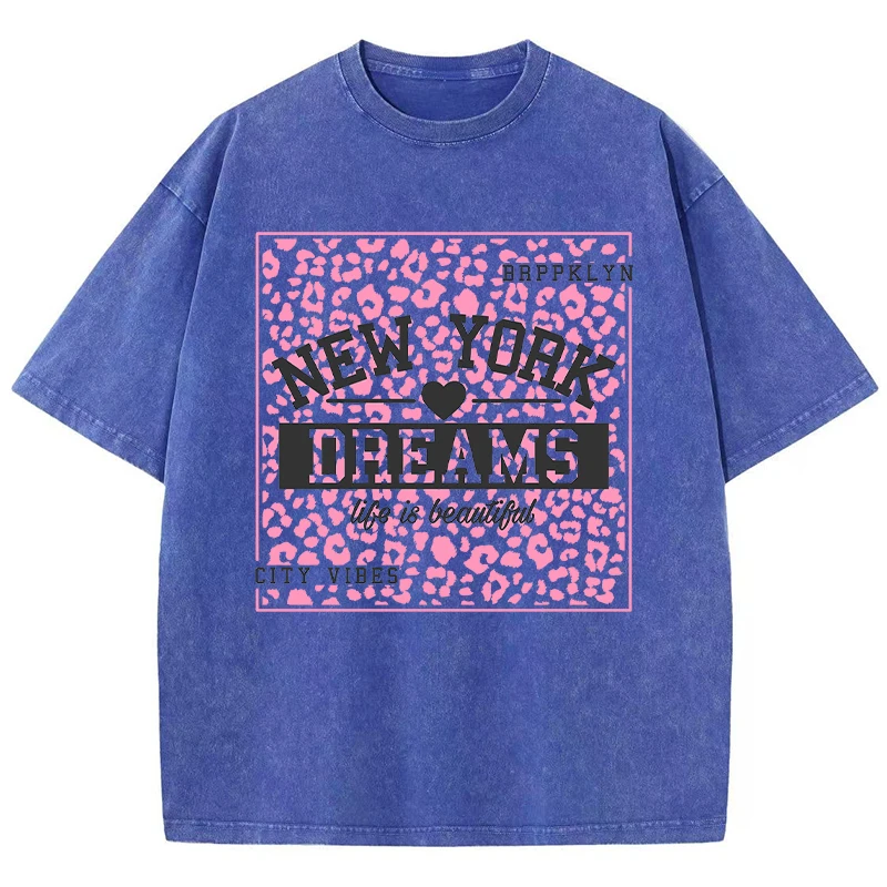New York Dreams Druck Weibliche T-Shirt Mode Casual T-shirt Straße Hip Hop Waschen Kurzarm Sommer Bequeme Kleidung