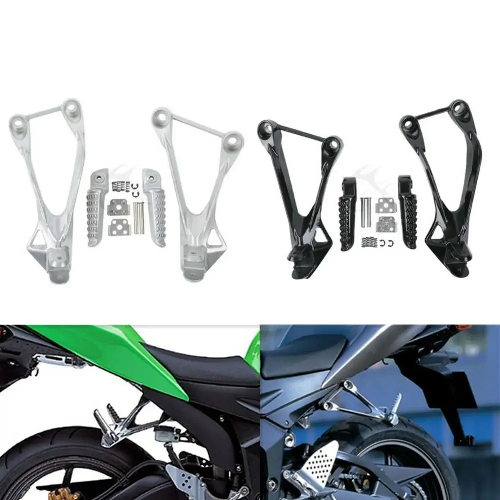 Motorrad-Fußrasten hinten für KAWASAKI Ninja ZX6R 2005–2008 2007 2006, ZX636 2005–2006, Silber/Schwarz/Mattschwarz