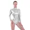 AOYLISEY Women Ballet Dance Shiny Metallic body manica lunga collo alto ginnastica nera tute da uomo
