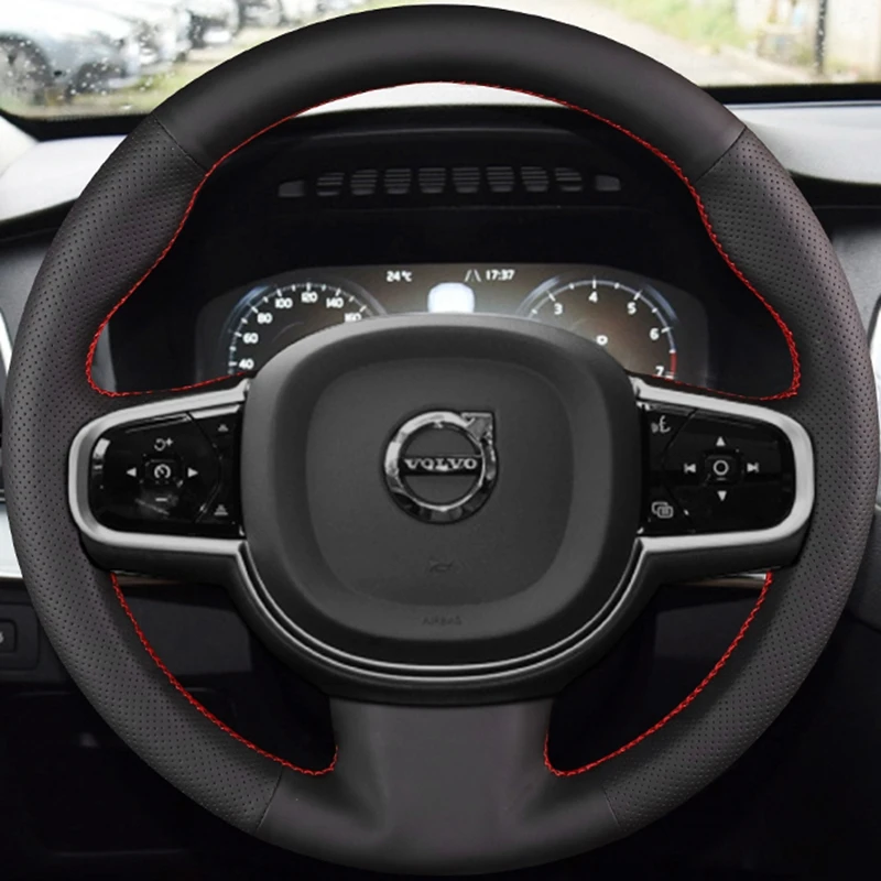 Custom Auto Lenkrad Geflecht Abdeckung weiches echtes Leder 100% fit für volvo s90 xc90 xc60 s60 v90cc Auto Interieur Zubehör Image