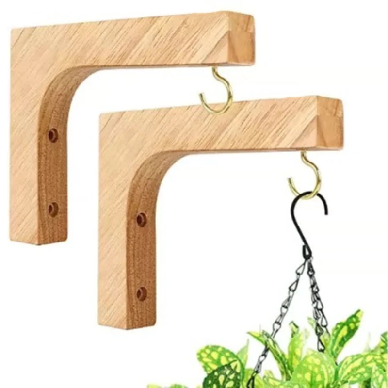 1/2Pcs Natürliche Holz Wand Pflanzen Kleiderbügel Hängen Blumentopf Haken Nordic Blume Halterung für Laternen Windspiele balkon Wohnkultur Image