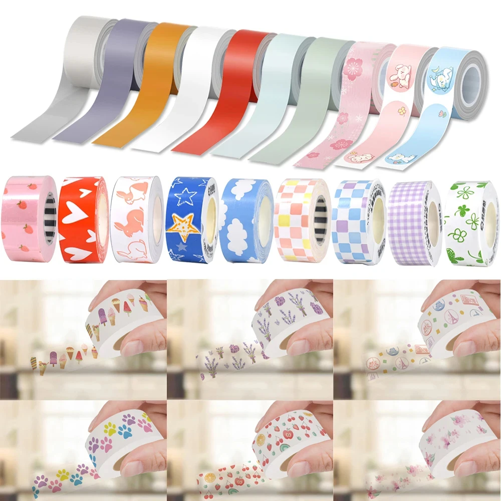 1 Rolle/5 Rolle selbstklebendes Etikettenpapier für MAKEID M1/L1/E1 P12/P15/P50/Q30/D30 KingJim LR5C Office Etikettier MAKER Image