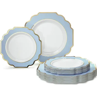 Plates Pack -Heavyweight Wedding Party Disposable Plastic Plate Set - Dinner Salad/dessert (Imperial