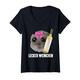 Damen LECKER WEINCHEN X Sad Hamster Meme Wein Weißwein Lecki Weini T-Shirt mit V-Ausschnitt