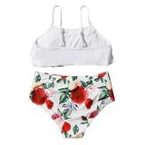 Bullpiano Toddler Girls Swimsuits Two-Pieces Bathing Suits Padded Ruffled Top And Floral Bottoms Quick Dry Swimwear Kids Sunsuit Tankini Suit 7-11T