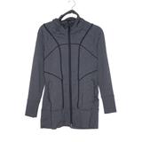 Athleta Jackets & Coats | Athleta Rishi Hooded Jacket Full Zip Yoga Ruched Tunic Charcoal Grey Women's S | Color: Black/Gray | Size: S