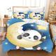 Duvet Cover Sets Yellow Moon Panda Bedding Washable Kingsize Duvet Cover Sets Soft King Size Bedding Easy Care Bedding Set 3 Pcs Double Duvet Set 220x240cm