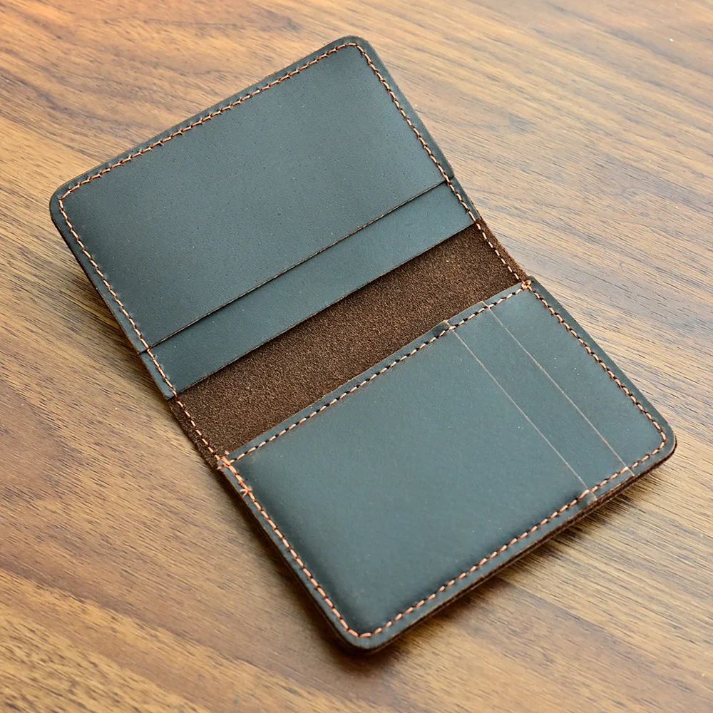 Hand gefertigter Leder karten halter für Kreditkarte und Führerschein Desinger Bifold Card Wallets Lizenz 7,5x10,5 cm Image