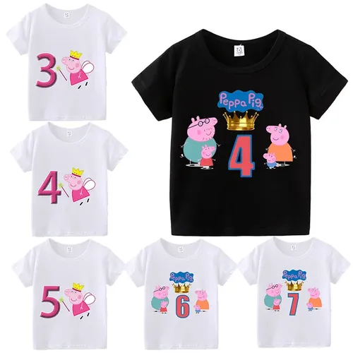 Baby Junge Mädchen Baumwolle Teddybär Peppa Schweine T-Shirt Kinder T-Shirts Kinder Cartoon