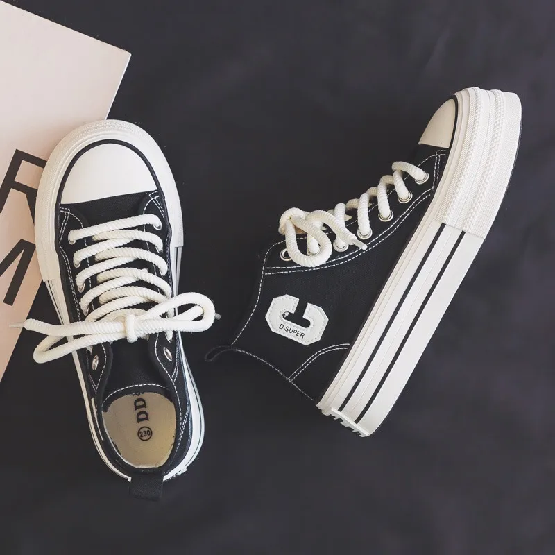 2026 Sommer Damen-Sneaker: Neue Canvas-Schnürschuhe, Atmungsaktive Plateau-Sneaker, Weiße Casual Damenschuhe Image