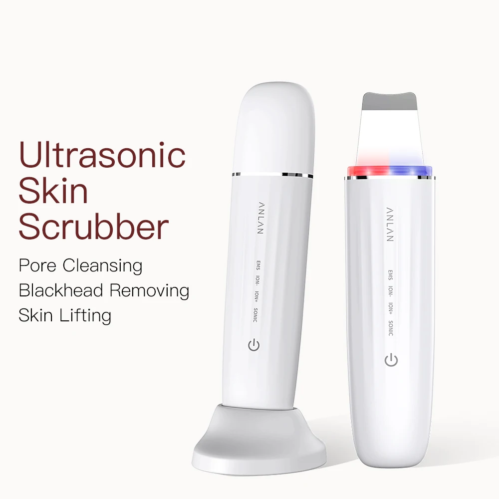ANLAN Ultraschall Haut Wäscher Peeling Gesichts Ultraschall EMS Gesichts Lifting Rot Blau Hautpflege Poren Tiefen Reinigung Maschine IPX7 Image
