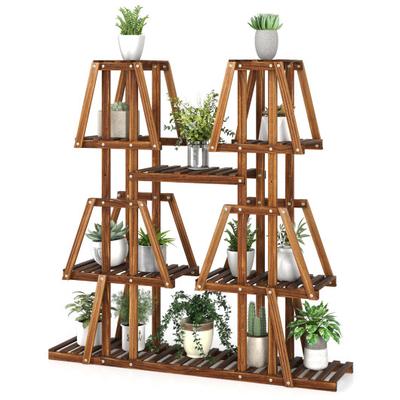 Costway 5-Tier 10 Potted Wood Plant Stand for Multiple Plants