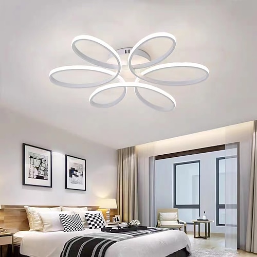 LED-Deckenleuchte, Lotus-Design, Deckenleuchte, modern, künstlerisch, Metall-Acryl-Stil, stufenlose Dimmung, Schlafzimmer, lackierte Oberfläche, 110–240 V, nur dimmbar mit Fernbedienung, Blumen-Design, 110–240 V Image