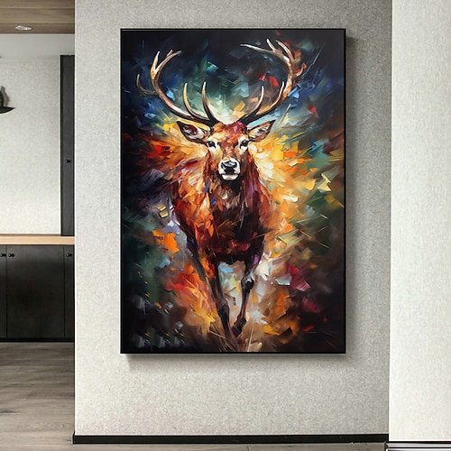 handgemaltes buntes schönes Adler-Vogel-Katze-Ölgemälde, modernes Design, Heimdekoration, Leinwand, handgefertigtes Wandkunstbild als Geschenk (kein Rahmen) Image