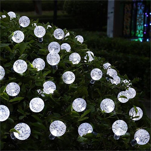 Solar Lichterketten LED Outdoor Solarleuchten 2 Stück 20 LED 5m Solar Terrasse Gartenleuchten mit 8 Modi wasserdichte Kristallkugel Lichterketten für Terrasse Rasen Party Hochzeit Garten Dekorationen Image