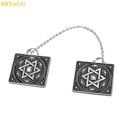 BRTAGG Tallit Clips, Clips for Tallit Prayer Shawl, 3.5cm x 3cm, All Metal, Star of David, 17.5cm