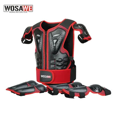 WOSAWE 5-10 years old Kids Full Body Armor motocross outfit Vest Sports 4WD Skateboard Skating