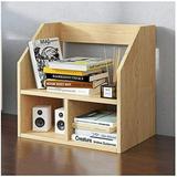 NLIBOOMLife Small Corner Bookcase Double Layer Desktop Bookshelf Office Wood Display Desktop Organizer Office Rack Countertop Bookcase Office Supplies Bookshelf/Bookshelves