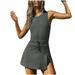 Womens Workout Romper Tennis Dress Built in Shorts Onesie Open Back Jumpsuits Athletic Dresses Gray XXL