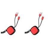 2 Pieces Mobile Phone Accessories USB Cable Type-C Charging Retractable Data Line Charge Telephone