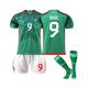 (L(175-180CM)) Mexico Home Jersey World Cup 2022/23 RaÃºl #9 Soccer T-Shirt Shorts Kits Football 3-Pieces Sets