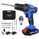 (Blue, With 2 Li-Ion Batteries) 21V Cordless Drill Set Power Drill Driver Impact Drill Fast Charger,1500mAh Lithium-Ion Battery, 3/8'' Chuck, 25+1 Tor
