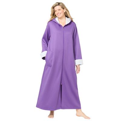 Plus Size Women's Sherpa-lined long hooded robe by...