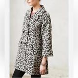 Anthropologie Jackets & Coats | Anthropologie Elevenses Gray Animal Print Swing Trapeze Coat Ladies Size Small | Color: Black/Gray | Size: S